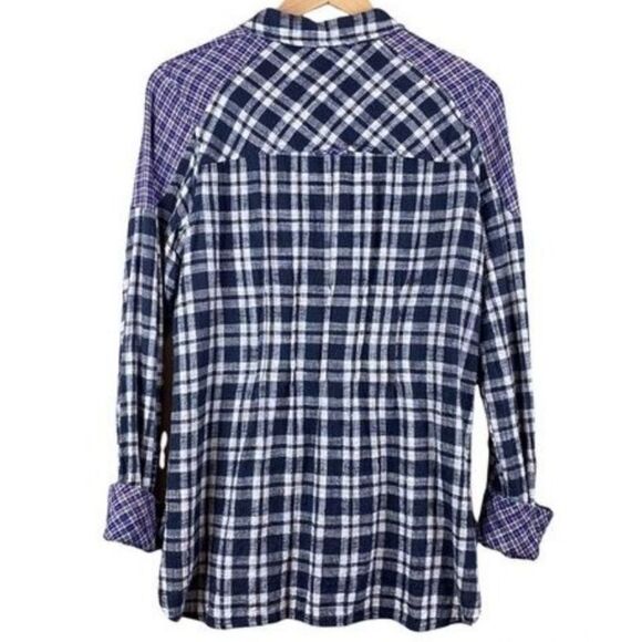 FREE PEOPLE | Catch Up With Me Plaid Shirt in Black Combo Size Small - Picture 6 of 12